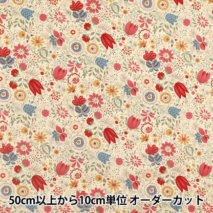[Menge ab 5] Stoff 『leinwandbindung Botanischer Garten Red ACS1105-A" COTTON KOBAYASHI