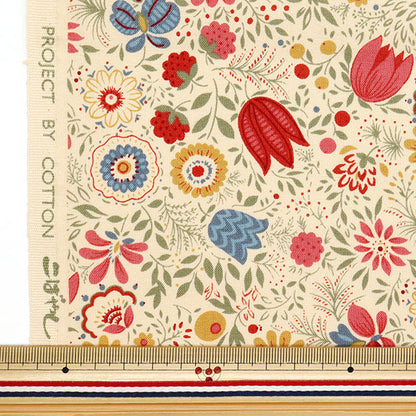 [Menge ab 5] Stoff 『leinwandbindung Botanischer Garten Red ACS1105-A" COTTON KOBAYASHI