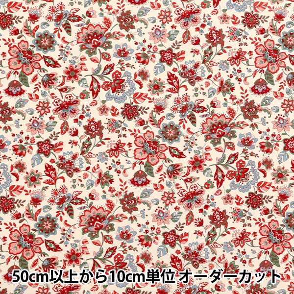 [Quantity starting from 5] Fabric 『Sheeting Ethnic Garden Red ACS1106-A" COTTON KOBAYASHI