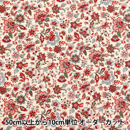 [Quantity starting from 5] Fabric 『Sheeting Ethnic Garden Red ACS1106-A" COTTON KOBAYASHI