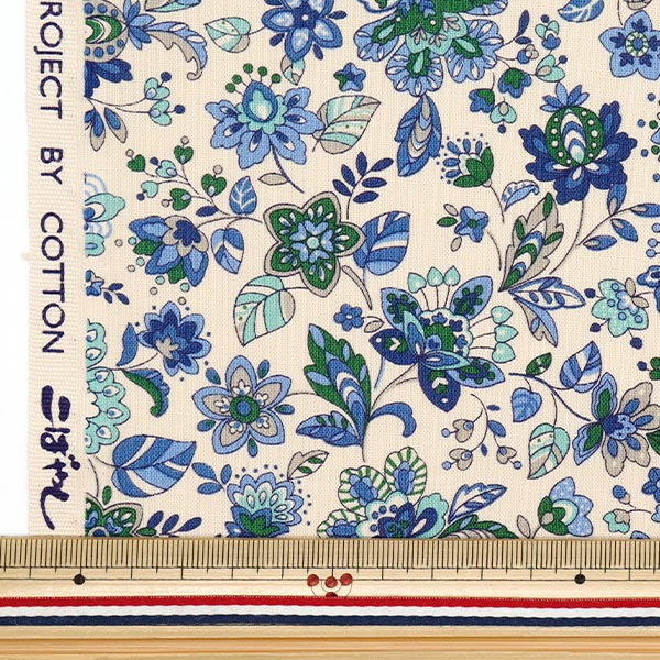 [Quantity starting from 5] Fabric 『Sheeting Ethnic Garden Blue ACS1106-B" COTTON KOBAYASHI