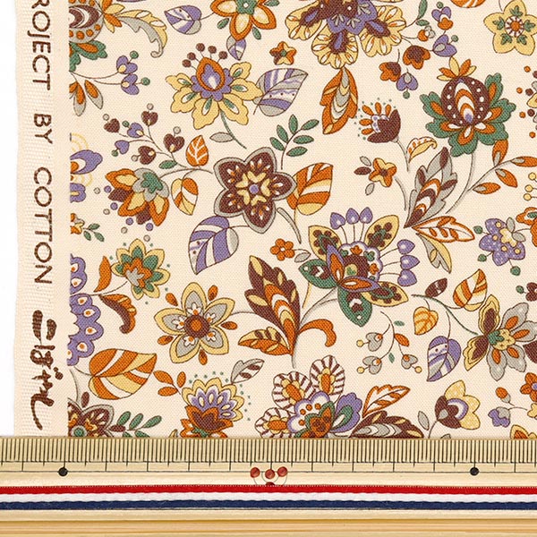 [Quantity starting from 5] Fabric 『Sheeting Ethnic Garden Yellow ACS1106-C" COTTON KOBAYASHI