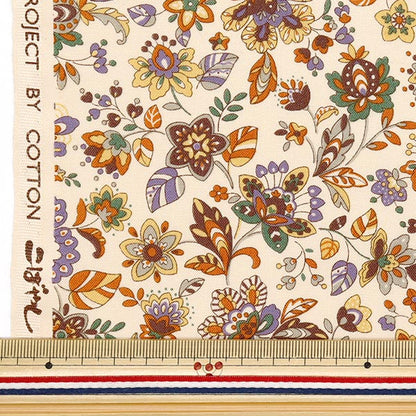 [Quantity starting from 5] Fabric 『Sheeting Ethnic Garden Yellow ACS1106-C" COTTON KOBAYASHI