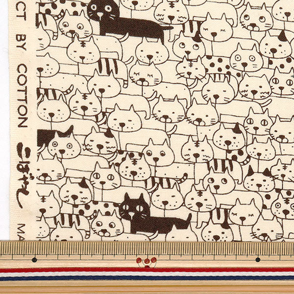 [Quantité à partir de 5] Tissu 『siège Chats pleins de monochrome ACS1107-D" COTTON KOBAYASHI