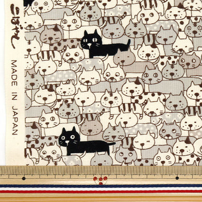 [Quantity starting from 5] Fabric 『Sheeting Full of cats, gray ACS1107-C" COTTON KOBAYASHI