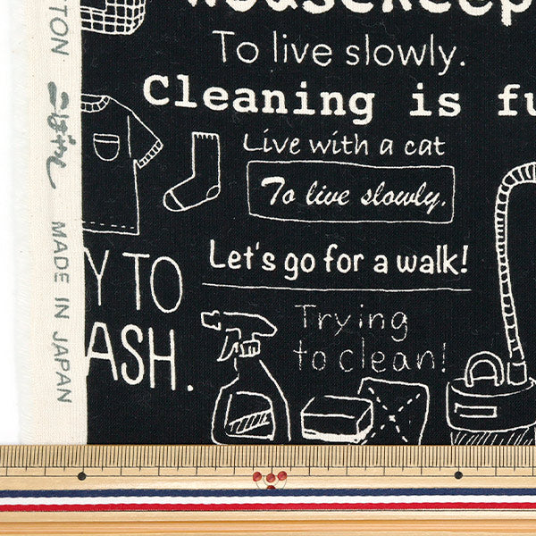 [Quantity starting from 5] Fabric 『Sheeting Cleaning cat black ACS1110-A" COTTON KOBAYASHI