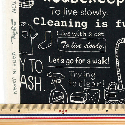 [Quantity starting from 5] Fabric 『Sheeting Cleaning cat black ACS1110-A" COTTON KOBAYASHI
