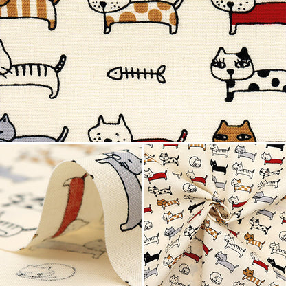 [Quantity starting from 5] Fabric 『Sheeting Aligned cat generation ACS1101-A" COTTON KOBAYASHI