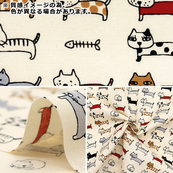 [Quantità a partire da 5] Tessuto 『fogli Allineato Cat Navy ACS1101-E" COTTON KOBAYASHI