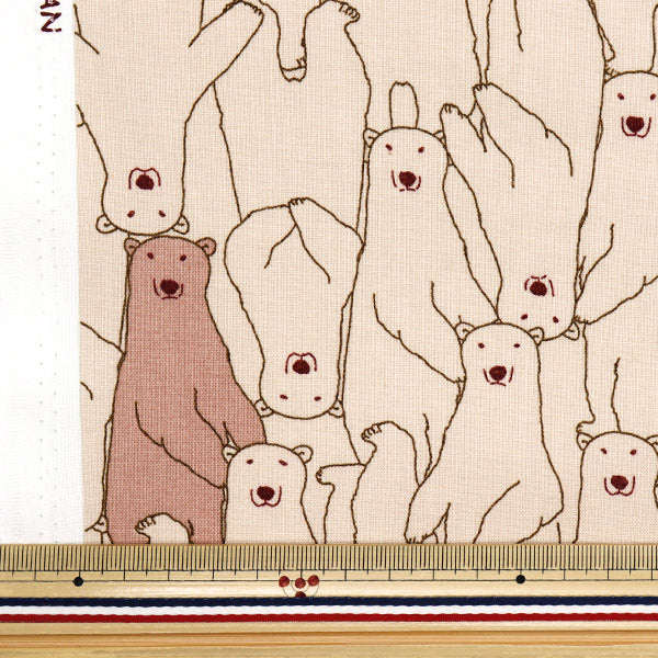 [Menge ab 5] Stoff 『leinwandbindung Weißbären voller brauner ACS1112-C" COTTON KOBAYASHI