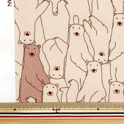 [Menge ab 5] Stoff 『leinwandbindung Weißbären voller brauner ACS1112-C" COTTON KOBAYASHI