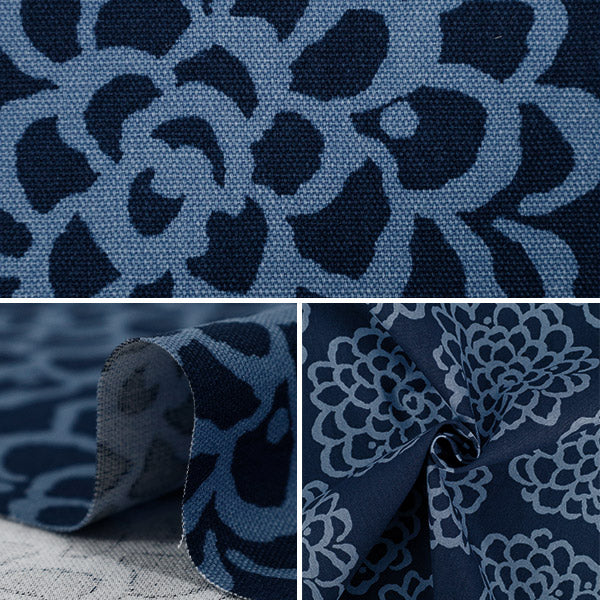 [Menge ab 5] Stoff "Usakos Stoff" Oxford Dahlia navy x Blue ACS1115-A" COTTON KOBAYASHI