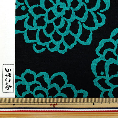 [Quantity starting from 5] Fabric "Usako's cloth" Oxford Dahlia Black x Green ACS1115-D" COTTON KOBAYASHI