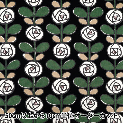 【数量5起】 織物 “快点，这布 牛津布 玫瑰黑色×白色ACS1116-B" COTTON KOBAYASHI