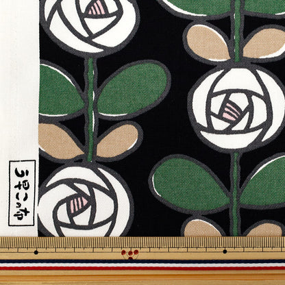 【数量5起】 織物 “快点，这布 牛津布 玫瑰黑色×白色ACS1116-B" COTTON KOBAYASHI