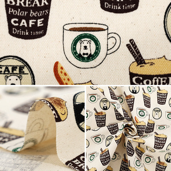 [Quantité à partir de 5] Tissu 『Oxford Barista ours kinari acs1118-a" COTTON KOBAYASHI