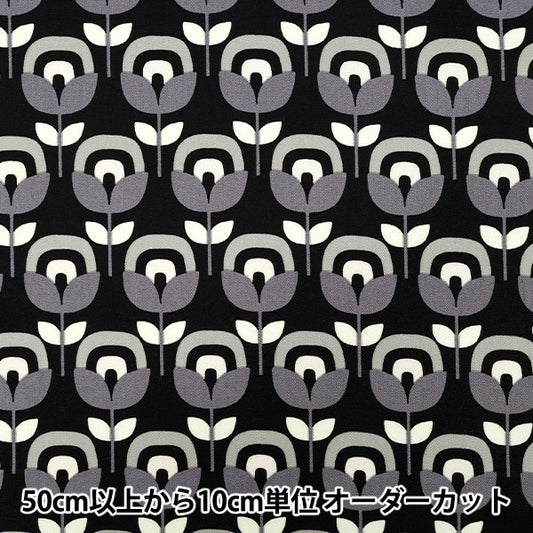 [Количество, начиная с 5] Ткань 『Оксфорд Retro Flower Black x Grey ACS1130-B" COTTON KOBAYASHI