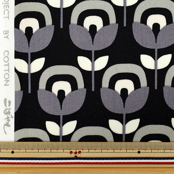 [Quantity starting from 5] Fabric 『Oxford Retro Flower Black x Gray ACS1130-B" COTTON KOBAYASHI