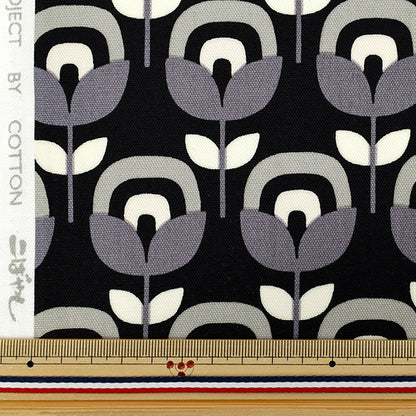 [Quantity starting from 5] Fabric 『Oxford Retro Flower Black x Gray ACS1130-B" COTTON KOBAYASHI