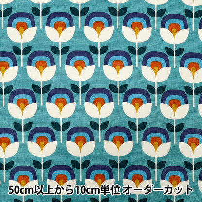 [Cantidad a partir de 5] Tela 『Oxford Retro Flower Blue ACS1130-C" COTTON KOBAYASHI