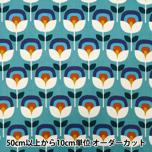 [Количество, начиная с 5] Ткань 『Оксфорд Retro Flower Blue ACS1130-C" COTTON KOBAYASHI