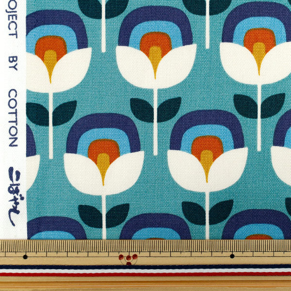 Retro Flower Oxford Fabric - Blue | Cotton Kobayashi – Yuzawaya