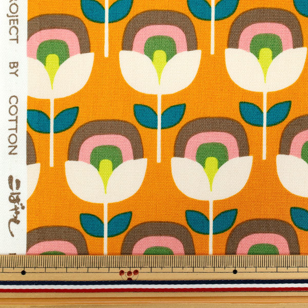 [Quantity starting from 5] Fabric 『Oxford Retro Flower Orange ACS1130-D" COTTON KOBAYASHI