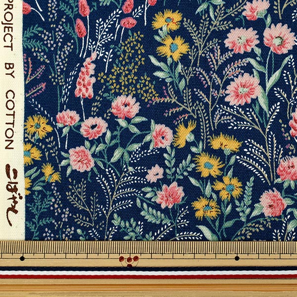 [Quantità a partire da 5] Tessuto 『Oxford ACS1128-B della Marina Wildflower" COTTON KOBAYASHI