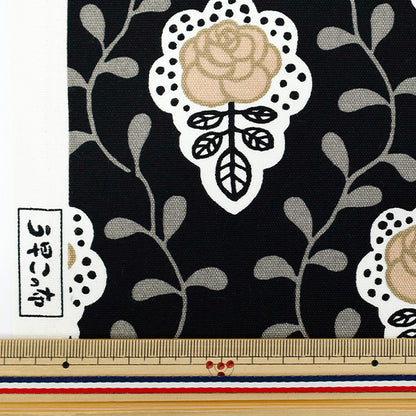 [Quantità a partire da 5] Tessuto "Tessuto di usako" Oxford Florence Black X Beige ACS1139-D" COTTON KOBAYASHI