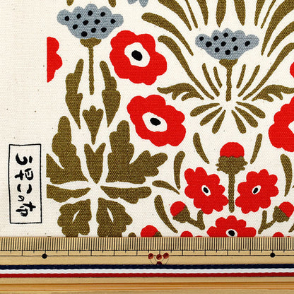 [الكمية تبدأ من 5] الأقمشة "قطعة قماش أوساكو" أكسفورد شينا زهرة كيناري X Red ACS1140-A" COTTON KOBAYASHI