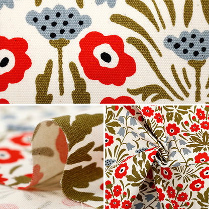 [الكمية تبدأ من 5] الأقمشة "قطعة قماش أوساكو" أكسفورد شينا زهرة كيناري X Red ACS1140-A" COTTON KOBAYASHI