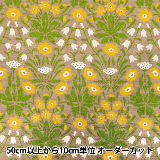 [Количество, начиная с 5] Ткань "Ткань Усако" Оксфорд Shaina Flower Beige x желтый ACS1140-D" COTTON KOBAYASHI