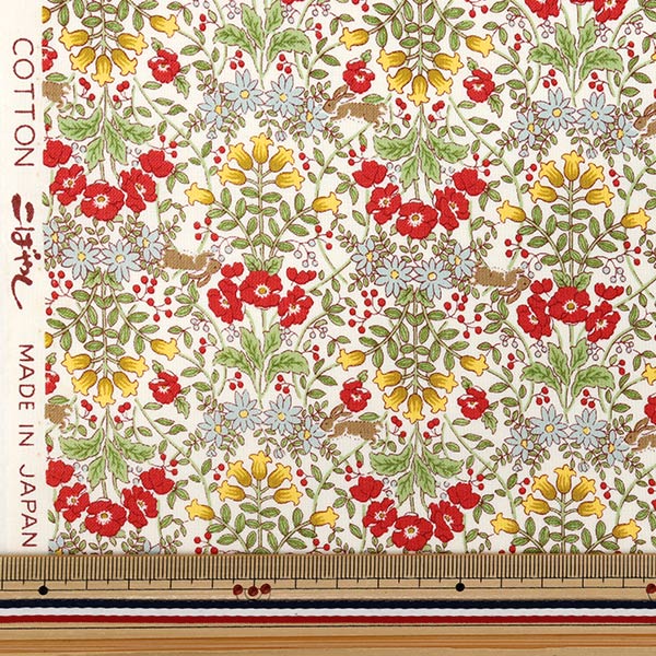 [Quantity starting from 5] Fabric 『Sheeting Vintage Flower Red ACS1125-A" COTTON KOBAYASHI