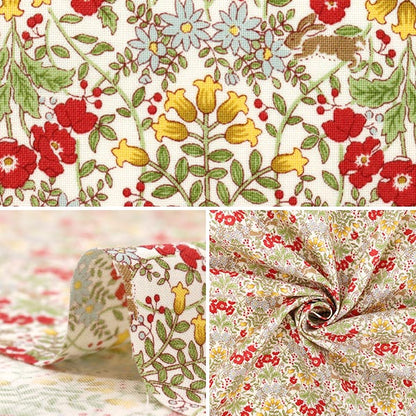 [Quantity starting from 5] Fabric 『Sheeting Vintage Flower Red ACS1125-A" COTTON KOBAYASHI