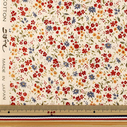 [Quantity starting from 5] Fabric 『Sheeting Fu Country Flower Red ACS1146-A" COTTON KOBAYASHI
