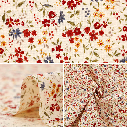 [Quantity starting from 5] Fabric 『Sheeting Fu Country Flower Red ACS1146-A" COTTON KOBAYASHI