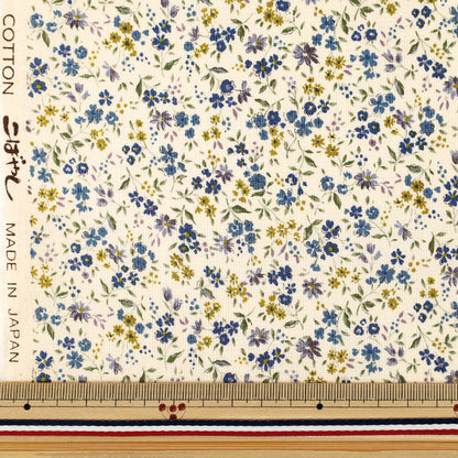 [Quantity from 5] Fabric 『Sheeting Country flower blue ACS1146-B" COTTON KOBAYASHI