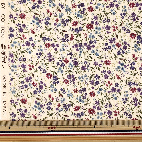 [Quantity starting from 5] Fabric 『Sheeting Fu Country Flower Purple ACS1146-D" COTTON KOBAYASHI