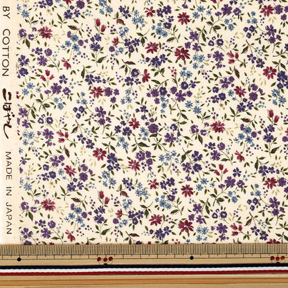 [Quantity starting from 5] Fabric 『Sheeting Fu Country Flower Purple ACS1146-D" COTTON KOBAYASHI