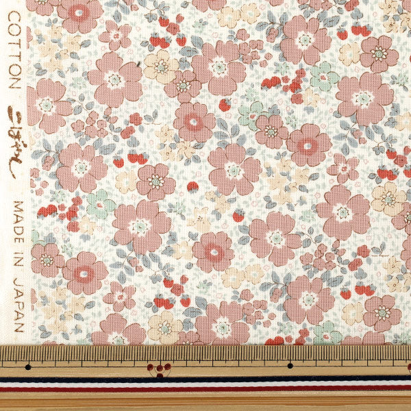 【数量5から】 生地 『シーチング フラワーベリー くすみレッド ACS1148-A』 COTTON KOBAYASHI コットンこばやし 小林繊維