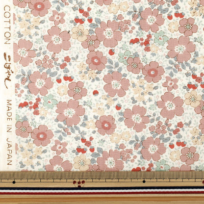 【数量5から】 生地 『シーチング フラワーベリー くすみレッド ACS1148-A』 COTTON KOBAYASHI コットンこばやし 小林繊維