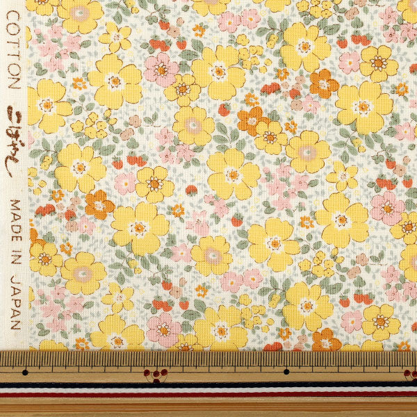 【数量5から】 生地 『シーチング フラワーベリー イエロー ACS1148-D』 COTTON KOBAYASHI コットンこばやし 小林繊維