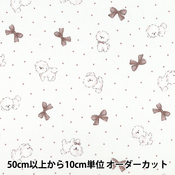 【数量5から】 生地 『シーチング カラフルキャンバス おすましビション ホワイト×ピンク COCA-OB-WH*PI』 KOKKA コッカ