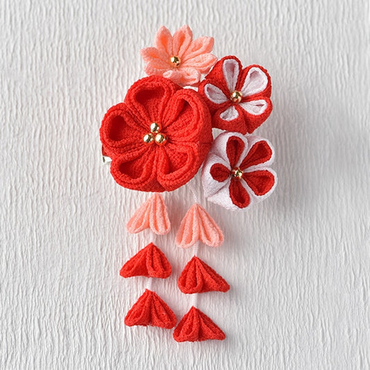 Kunsthandwerk Kit "Takagi Ayaka Broach Red LH-411 Accessoires Broach Kyokiren Tsumagi Japanisch Handwerk Japanische Schießen japanische Muster" Panami Panami Takagi Faser