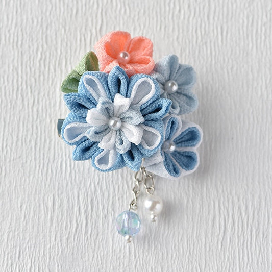 Kit d'artisanat "Takagi Ayaka Broach Blue LH-415 Accessoires Broch Kyochirimen Tsumagi Handicraft japonais Gunning Fonctionnement Japonais" Panami Panami Takagi Fibre