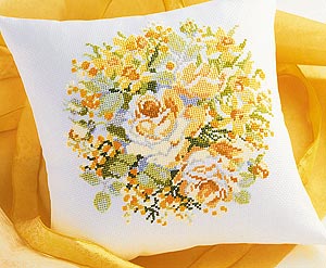 Stickkit "Stickerei Kissen -Kissenblume 5991 Yellow Rose" Olympus