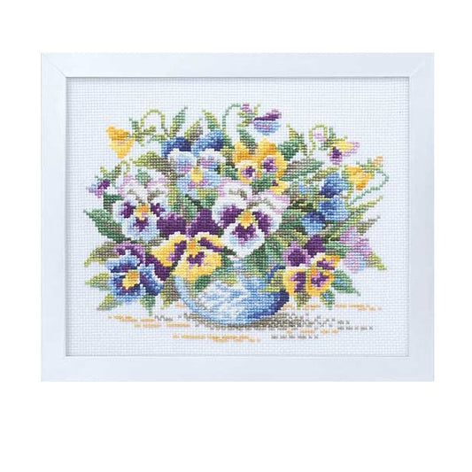 Kit di ricamo "Kit di ricamo a punto croce Ono Megumi's Flower Garden 7285 Wild Pansy (White)" Olympus Olympus