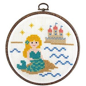 刺绣套件“刺绣套件kantan cross stitch monogari系列美人鱼公主7340” Olympus orimpass