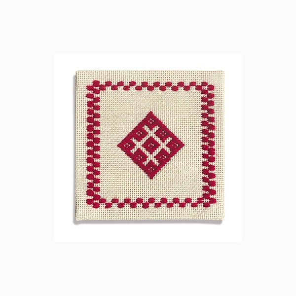 Kit de broderie "Kogin Kit 18 Coaster (rouge)" Olympus Olim Pass