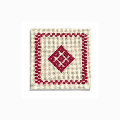 Kit de broderie "Kogin Kit 18 Coaster (rouge)" Olympus Olim Pass